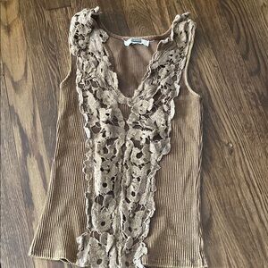 Brown Lace Detail Gimmicks tank top